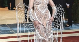 Dove Cameron wearing her custom 'Spiral Nebula' gown at the Met Gala 2022. Photo via Iris van Herpen.