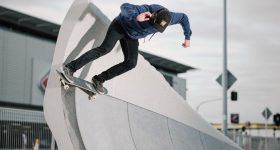 Skating "The Wave," the largest 3D printed skate sculpture. Photo via Tauranga City Council & QOROX.